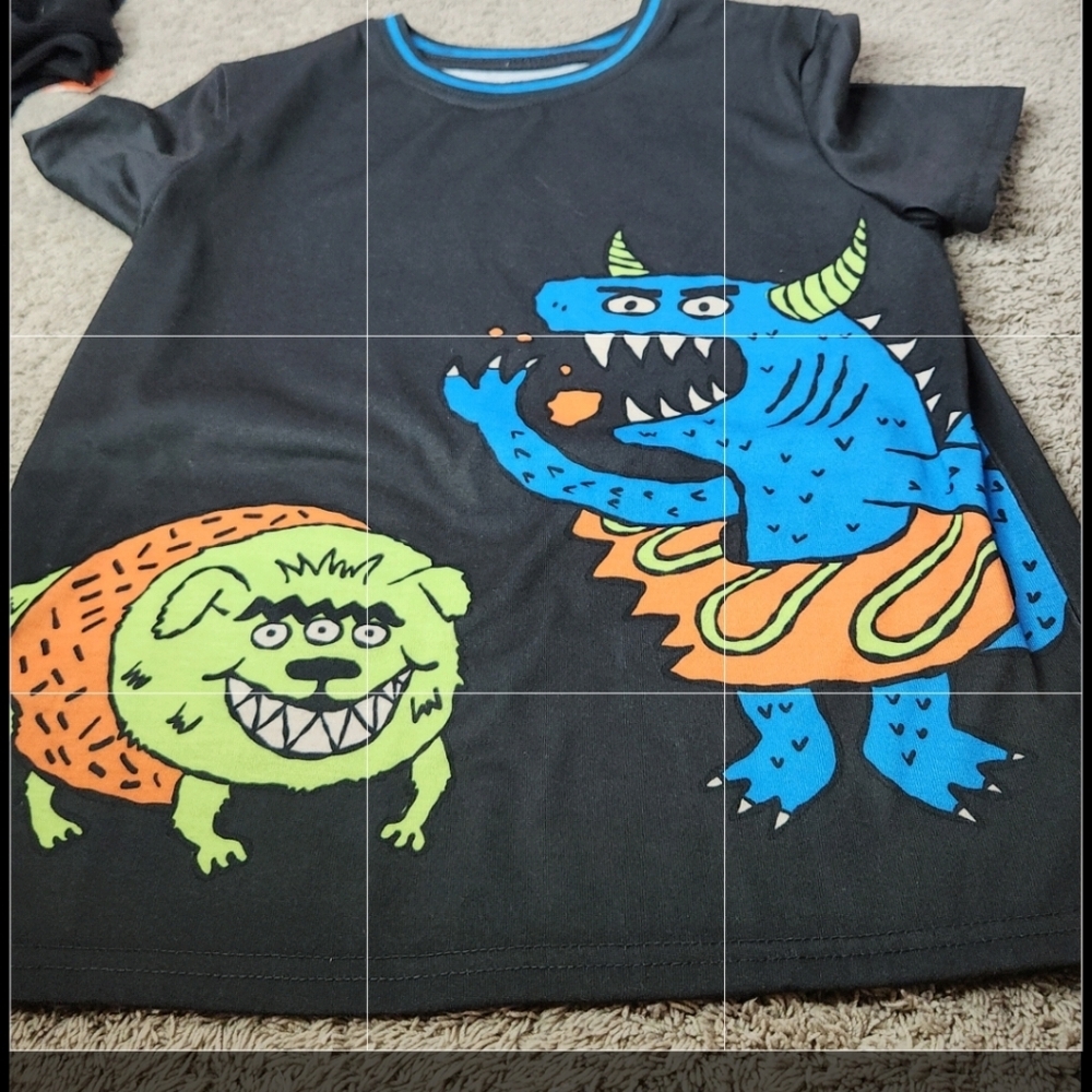 Kids Monster Graphic Pajama T-Shirt - Black - Cat & Jack - M (8) - Picture 2 of 10